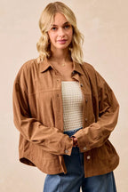 BiBi Corduroy Womens Shacket Camel Relaxed Fit with Back Pleat 7a67f1defcd847649f75f9ea974911fe-Max-Origin Trendsi