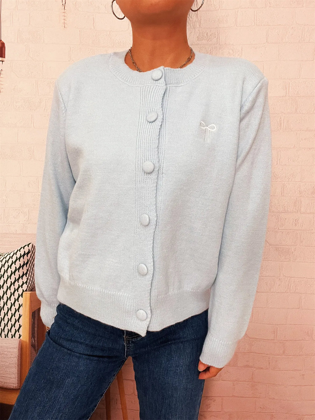 Women's Cardigan Button-Up Long Sleeve Embroidered Knit 7a6a051760494ec4ac21a146fb0ff4a3-Max-Origin Trendsi