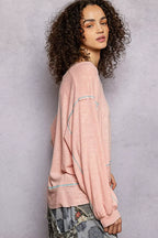 POL Womens Blouse Blush Pink Long Sleeve Exposed Seam Top with Chest Pocket 7a7099d2-e5af-482a-9430-f9c4b983098c-Max-Origin Trendsi