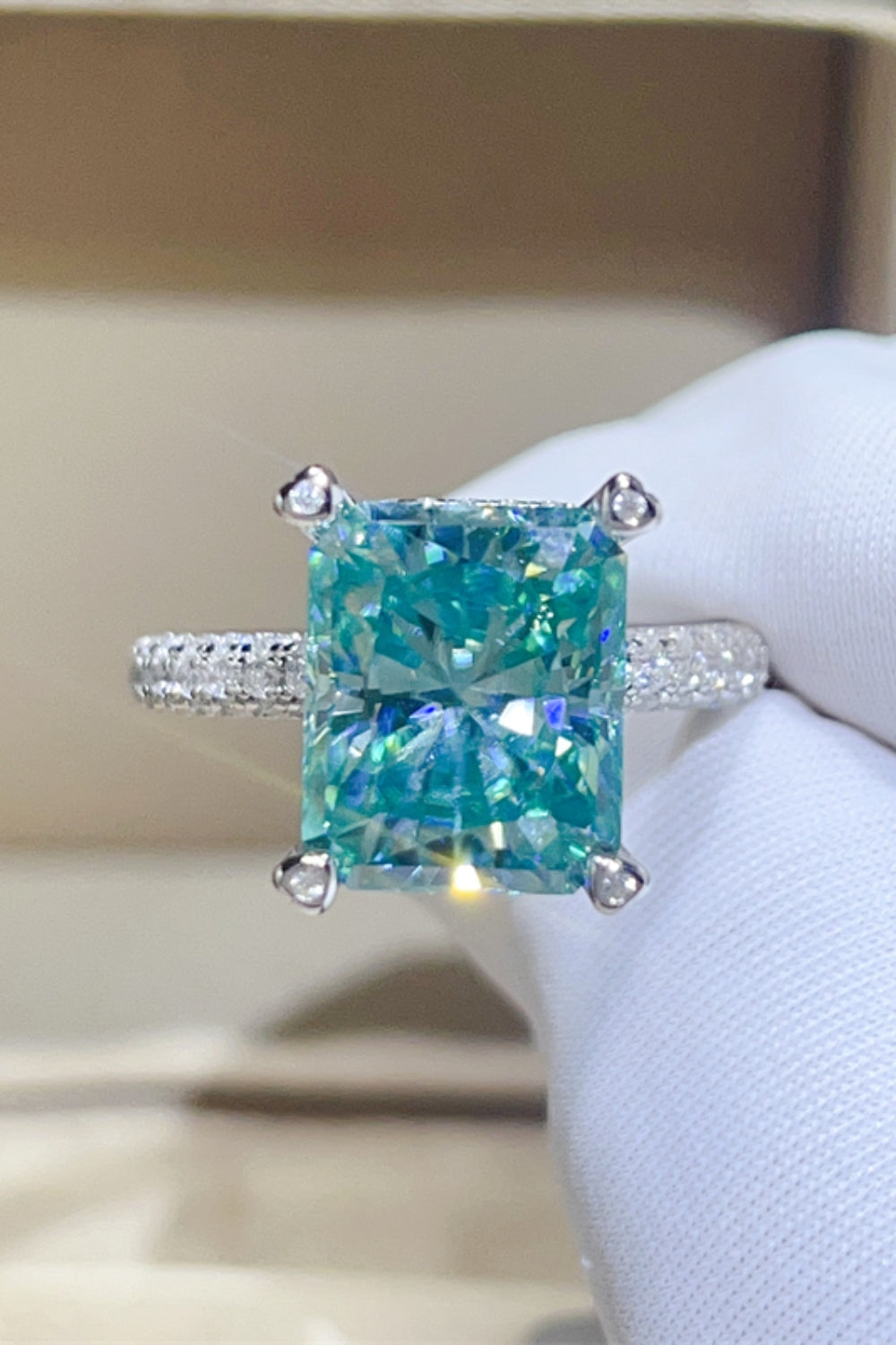 5 Carat Moissanite Ring Teal Stone 925 Sterling Silver Square Platinum-plated 7a802257-76fc-4e8f-91a0-cd8db10d97ab-Max Trendsi