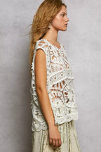 POL Crochet Tank Ivory Floral Openwork Round Neck Lace Top 7a974a6b-9b1e-4524-a1e9-0cdbff7b288e-Max-Origin Trendsi