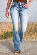 Women's Jeans Start Back Embroidered Pockets Light Washed Denim Bootcut Pants Light 7aa39ac0-4645-4708-9d26-55963957b946-Min Trendsi