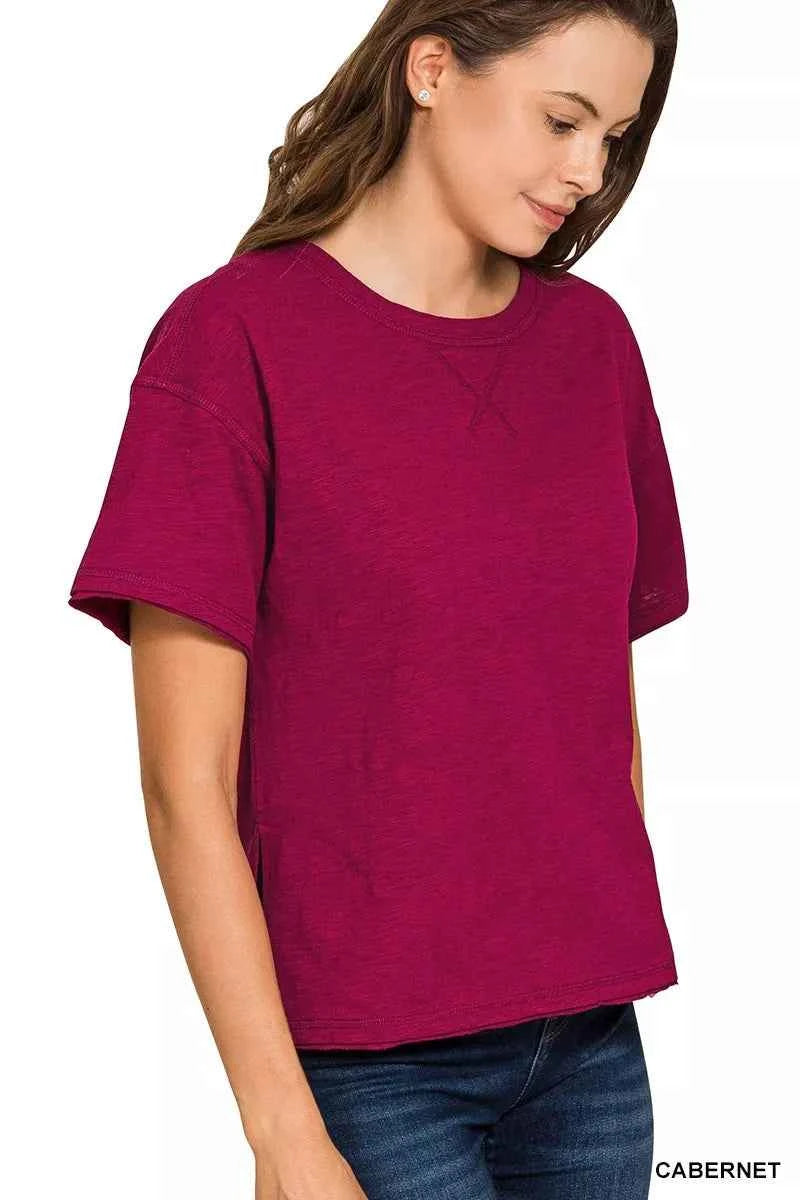 Zenana Cotton Slub Short Sleeve Tee