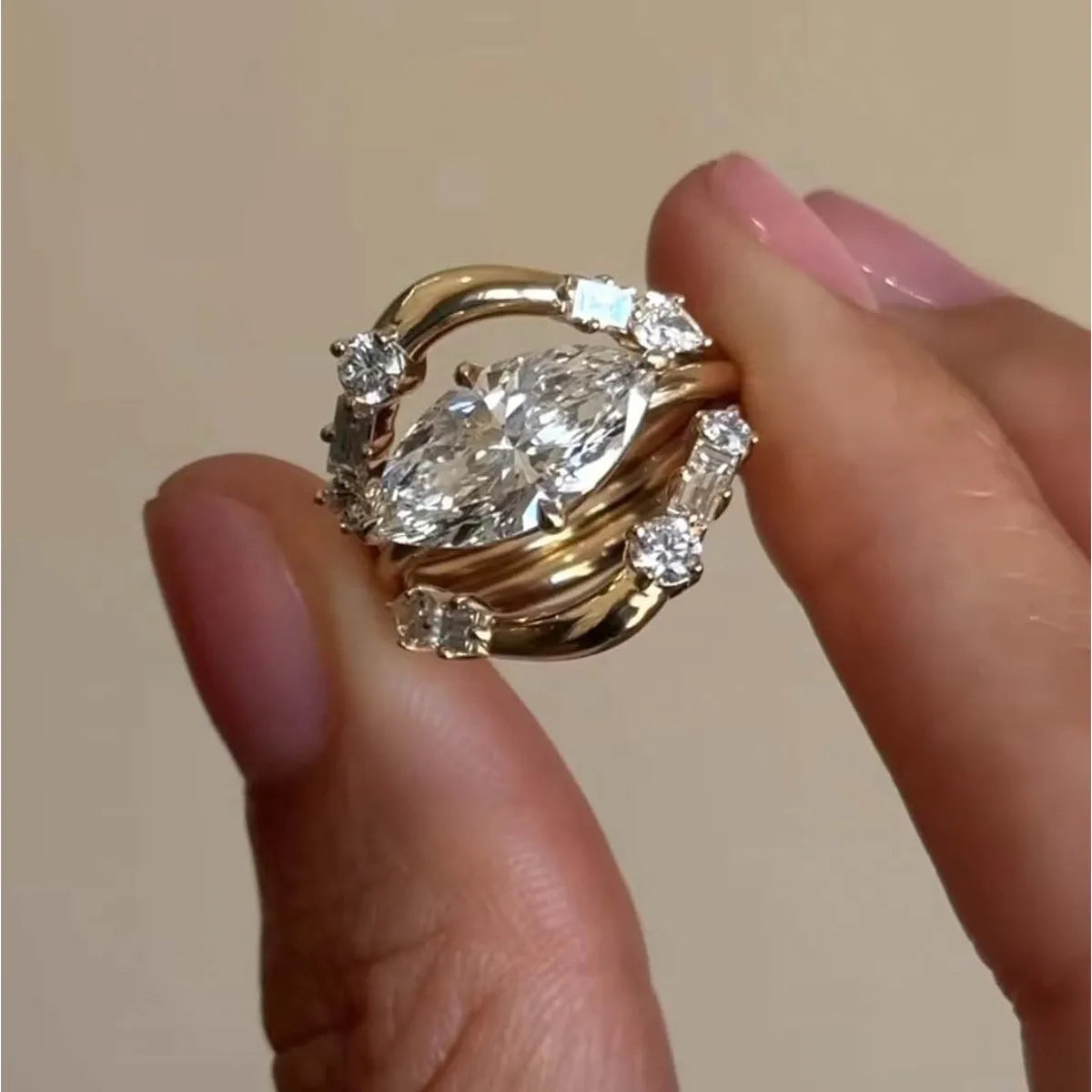 1 Carat Moissanite Stone 3pcs Ring Set 925 Sterling Silver Zircon 18K Gold-Plated 7ad15452-50f7-42eb-aa61-dc09080ec3e9-Max-Origin Trendsi