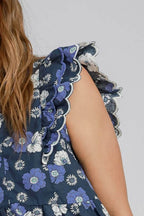 Umgee Babydoll Top Floral Navy Mix Print Peplum Short Sleeve Blouse 7af5cf33-f406-43fa-a775-02bc0803a497-Max Trendsi