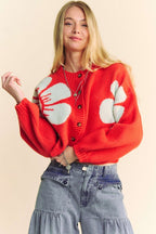 Davi & Dani Flower Contrast Cardigan Women Round Neck Long Sleeve Buttoned 7afcd633-0d29-472e-bf87-1b694d71f5fd-Max Trendsi