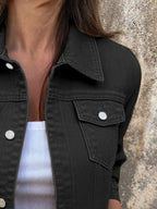 Women's Denim Jacket Short Button Front Long Sleeve with Pockets 7b49e40d-7755-41ff-8a11-209cfd12ad87-Max-Origin Trendsi