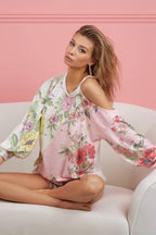 BiBi Women's Blouse Floral Printed French Terry Cold Shoulder Long Sleeve Top IVORY PINK 7b519bb05874423b80b99e19bb3858ff-Max-Origin Trendsi