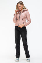 Snobbish Faux Leather Women Jacket Mauve Zip Up Drawstring Hooded 7b6cd5d2-7efb-4b99-a721-34c52c6dc8af-Max Trendsi