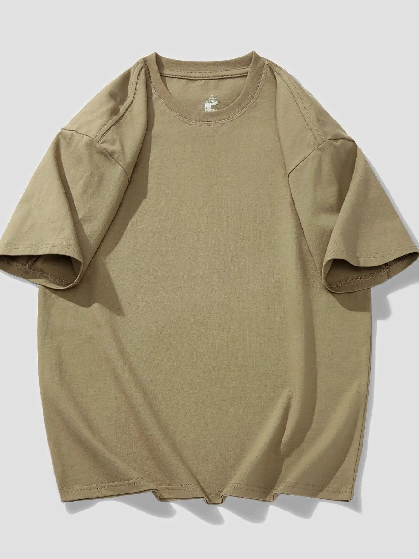 Men's T-Shirt Cotton Solid Round Neck Short Sleeve Oversized Top S-4XL Light Coffee 7b6ee449361d4c5cb7c1c39698c29bed-Max-Origin Trendsi