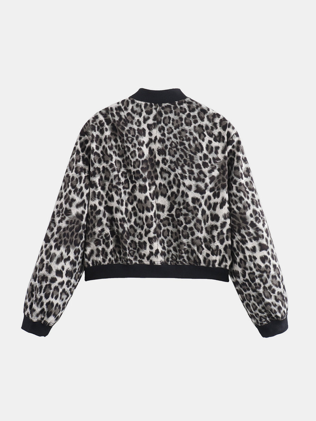 Leopard Cropped Women Jacket Baseball Collar Pocketed Snap Long Sleeve 7b7b1d42-ac5e-4260-b2ab-421a4034d1e3-Max Trendsi
