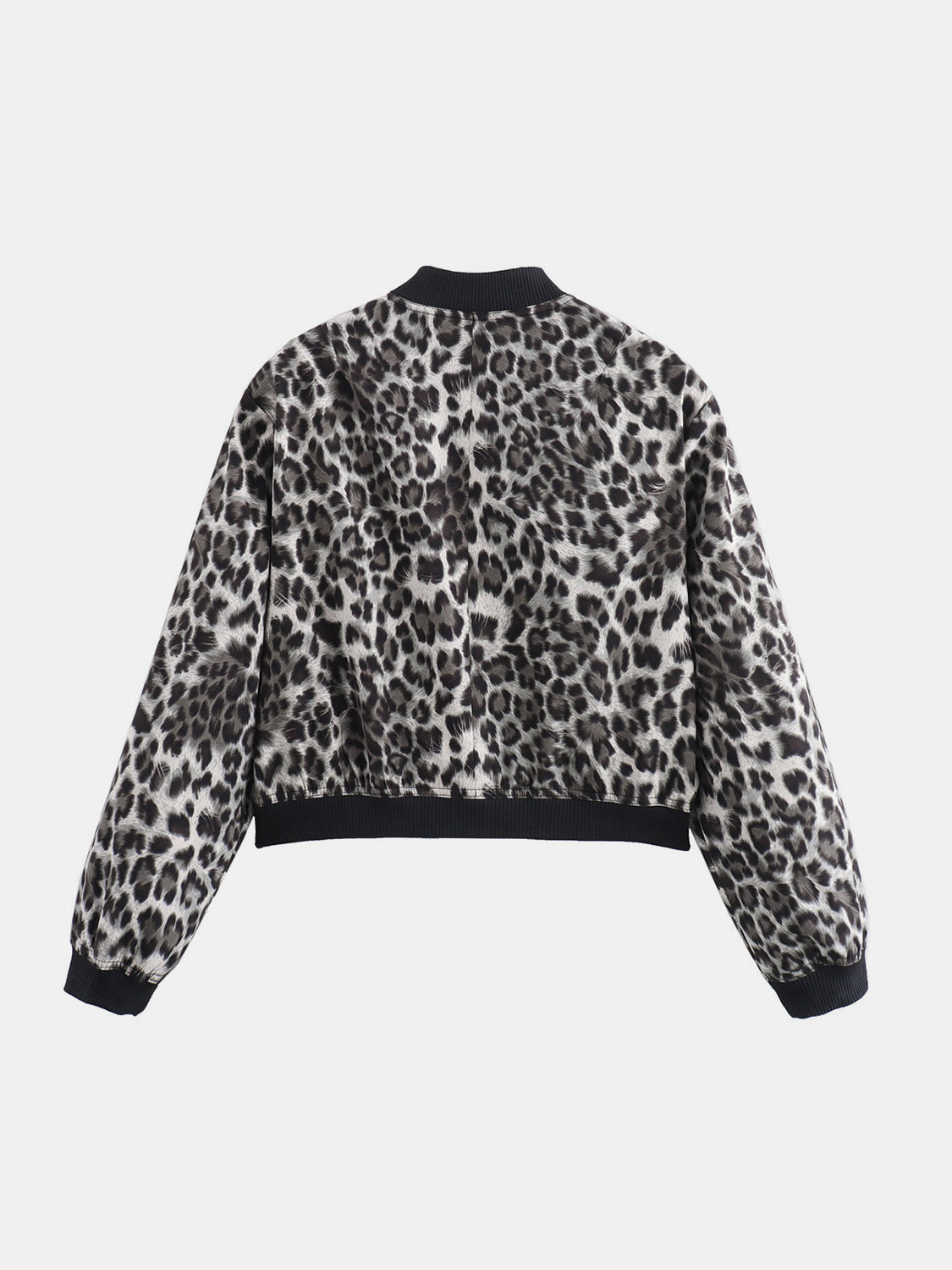 Leopard Cropped Women Jacket Baseball Collar Pocketed Snap Long Sleeve 7b7b1d42-ac5e-4260-b2ab-421a4034d1e3-Max Trendsi
