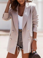 Women's Longline Blazer Lapel Collar Long Sleeve Casual Outwear Apricot 7b7fa6fd-dfa1-43bf-8564-9d8b0adabafe-Max-Origin Trendsi