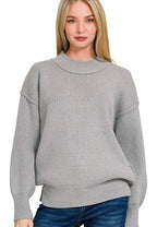Zenana Womens Sweater Gray Wide Neckband Drop Shoulder Pullover H GREY 7b9399f9967141e5b01a7591f978032e-Max-Origin Trendsi