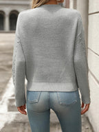 Cable-Knit Sweater Round Neck Long Sleeve Pullover 7ba73ef4-02e1-4702-a57a-974f11c017f5-Max Trendsi