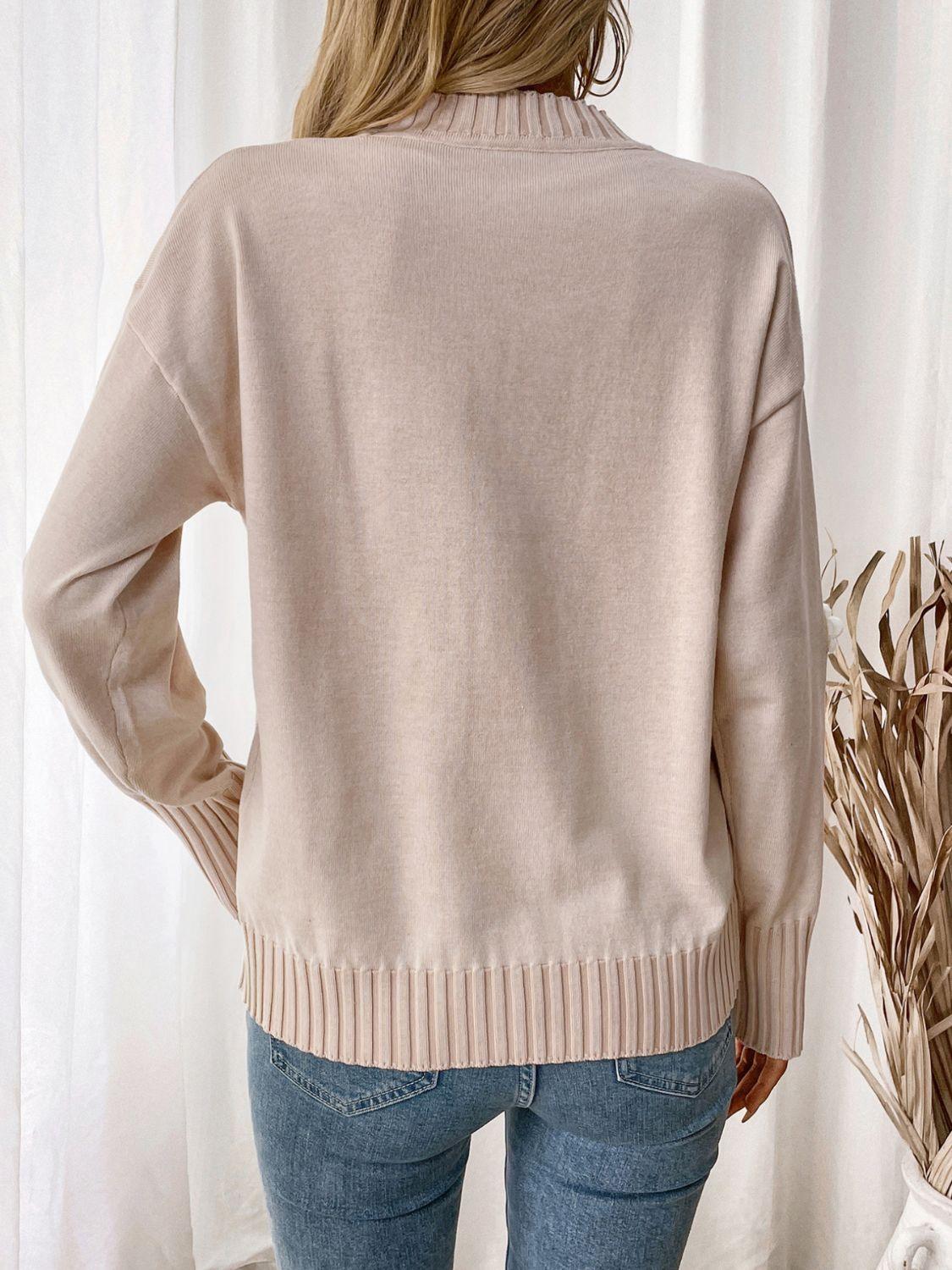Perfee Sweater Flower Round Neck Long Sleeve Knitwear 7bb65e21-6612-4a6a-b2f1-586fcb6e98e6-Max Trendsi