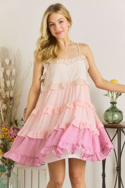 ADORA Mini Dress Ruffled Tiered Swiss Dot Mauve Multicolor Strappy 7bc0646a-3f0b-4f5c-bbeb-87529d183479-Min Trendsi