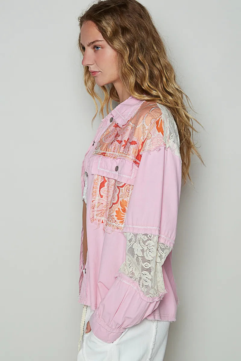 POL Jacket Pink Printed Woven Mix Raw Hem with Lace Detail Long Sleeve 7bd3ba93-49db-48dd-8e82-394f3674ec49-Max-Origin Trendsi