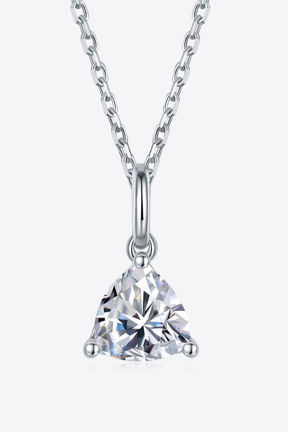 Murray Silver Necklace 1 Carat Moissanite Triangle Stone Pendant 925 Sterling