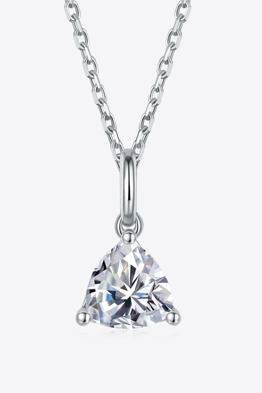 Murray Silver Necklace 1 Carat Moissanite Triangle Stone Pendant 925 Sterling 7be670f2ee9a469694c497fa84435ecd-Max Trendsi