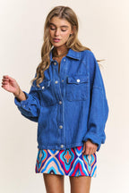 Denim Shacket US J.NNA Snap Down Long Sleeve Blue Jean Outwear 7bec615f-08bb-4e76-8c35-76a2a750dc65-Max Trendsi