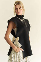 Davi & Dani USA Knit Top Black Side Split Turtleneck Sleeveless Women Sweater 7bfa7841-f31d-4d93-83ae-6ed7102989ba-Max Trendsi