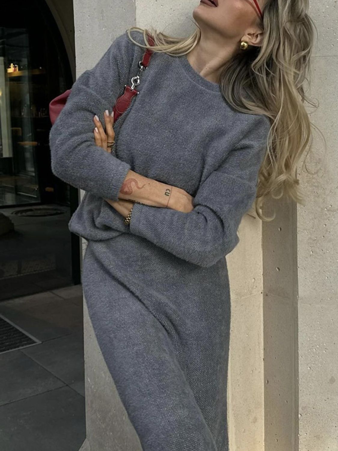 Women Sweater Set and Midi Skirt Knit 2 Pcs Soft Acrylic Long Sleeve Outfit Set 7c3de39c-381a-44f0-ad1a-fc1d219caff0-Max Trendsi