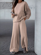 Womens Outfit Set Kahki Casual Loose Fit Top and Pants Two-Piece 7c410130b2e743619f6229380f137658-Max-Origin Trendsi