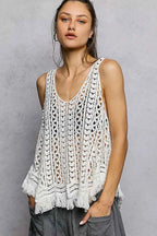 POL Crochet Tank Top Off White Fringe Hem Lace Sleeveless Blouse OFF WHITE One Size 7c415e9a-5f6c-4024-9915-4998efa89a86-Max-Origin Trendsi