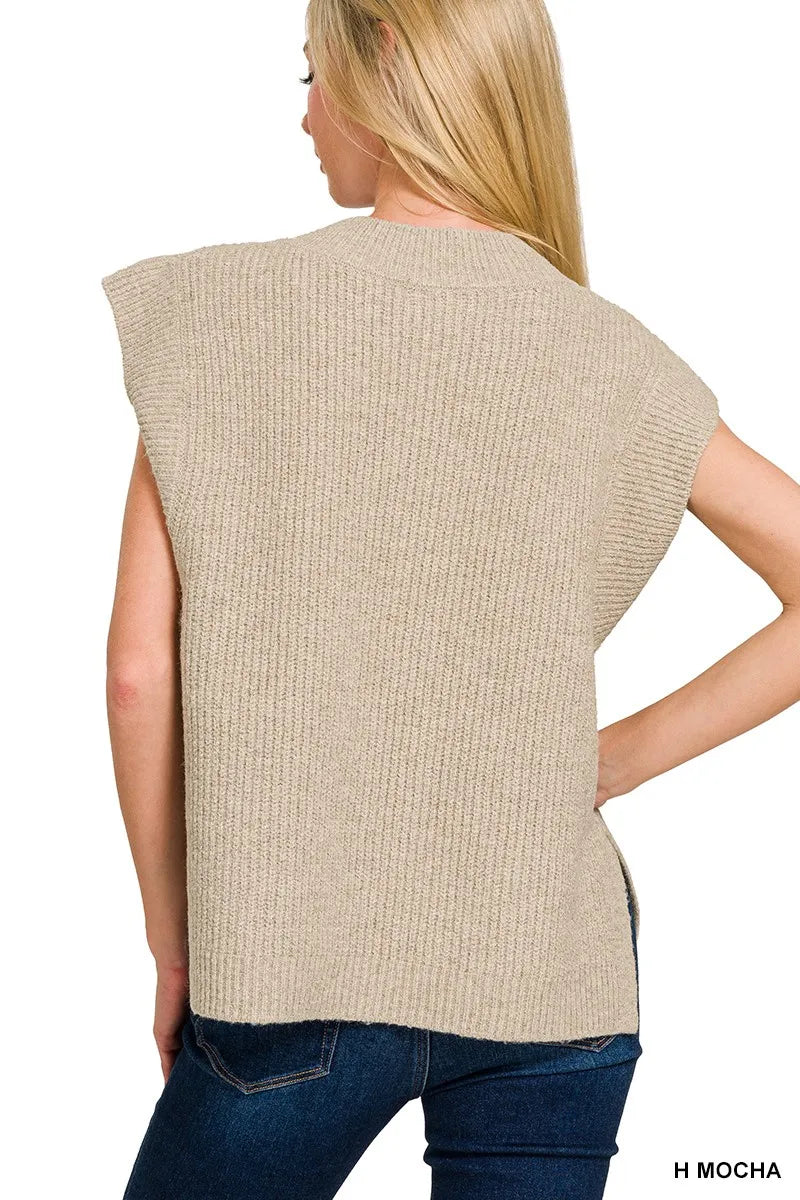 Zenana Sweater Vest Sleeveless Oversized with Side Slit Ribbed Knit V Neck 7c4dd460-5902-4262-aab1-845fcd7d659f-Max-Origin Trendsi