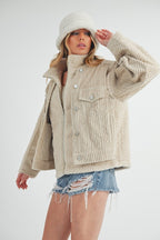 Aemi + Co Corduroy Sherpa Jacket Fake Two Pieces Turtleneck with Pockets 7c52c0ab-1ce9-4404-ac10-09ce7a0d2918-Max Trendsi