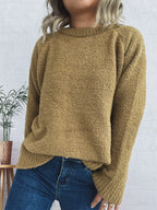 Women's Sweater Round Neck Raglan Sleeve Knit Pullover 7c5a51baaae54dca94a8de8e73cbcddc-Max-Origin Trendsi