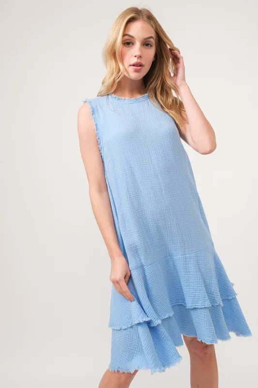 And The Why Tiered Dress Light Blue Washed Fringe Detail Sleeveless 7c6e0cbb384c4d8182639b872fa0a388-Max-Origin Trendsi