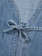 Women's Denim Top Tied Front Puff Long Sleeve Dusty Blue Blouse 7c737274890b4cb6b02bab405d5d9f00-Max-Origin Trendsi