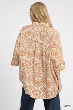 Umgee Womens Shirt Latte Abstract Print Button-Up Oversized Top 7c872a05-a1d5-41e1-ad84-893c9ac53ee3-Max-Origin Trendsi