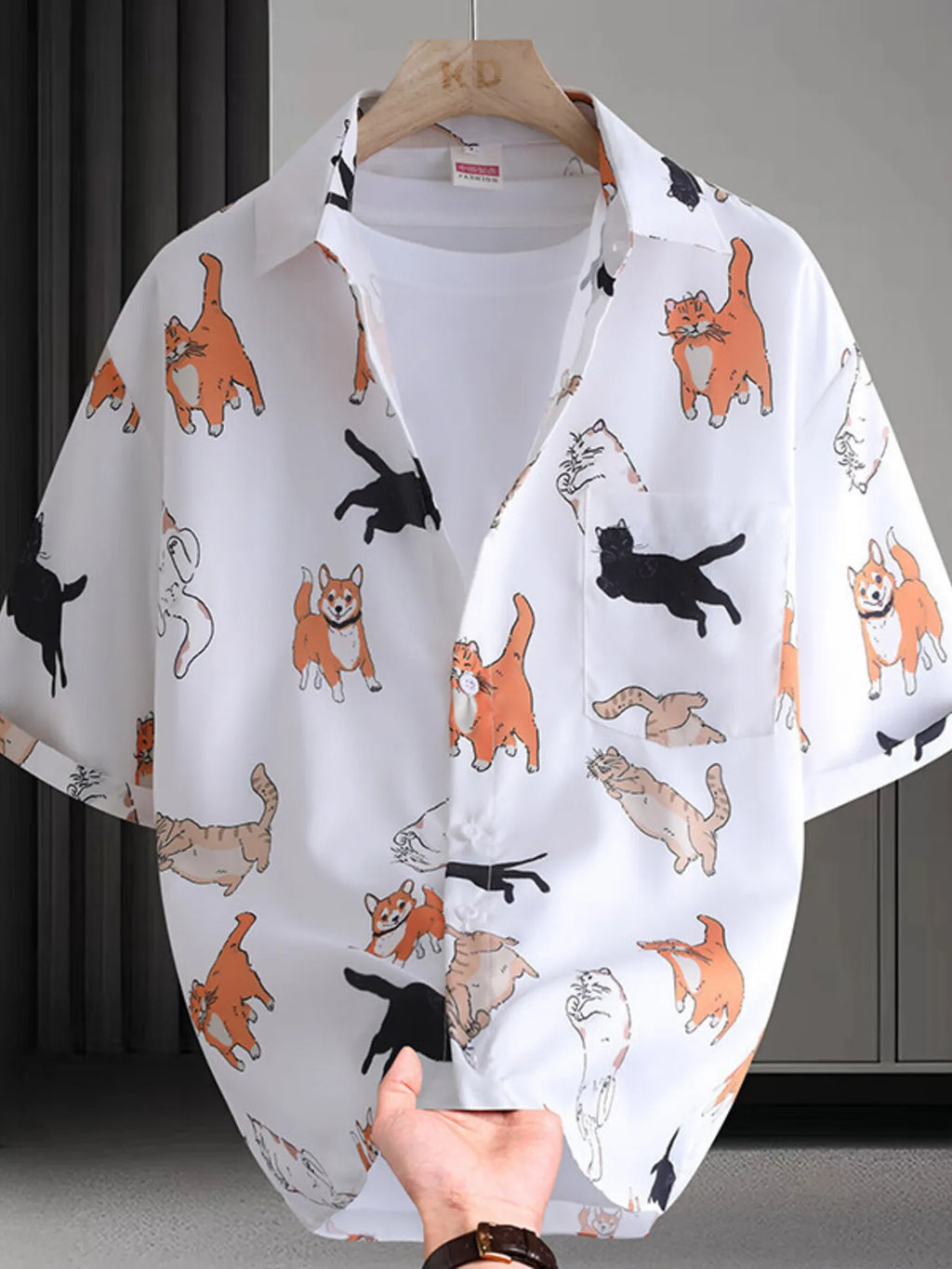 Men's Shirt Hawaiian Colorful Print Short Sleeve Button Up Top Dog Cat 7ce683706b634246b21ab8e33e60bc93-Max-Origin Trendsi