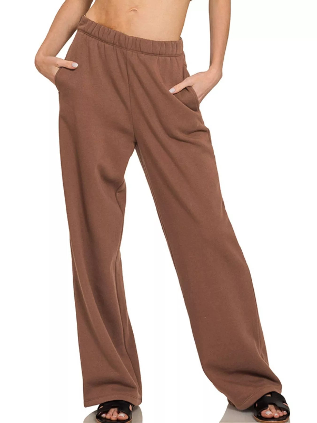 Zenana Fleece Sweatpant Womens Brown Joggers with Pockets BROWN 7d098b42-de38-4f90-a82b-020f4be922f1-Max-Origin Trendsi