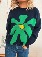 Women's Sweater Flower Dropped Shoulder Knit Long Sleeve Pullover 7d55fe429a03445e89abc1e911cbb4eb-Max-Origin Trendsi