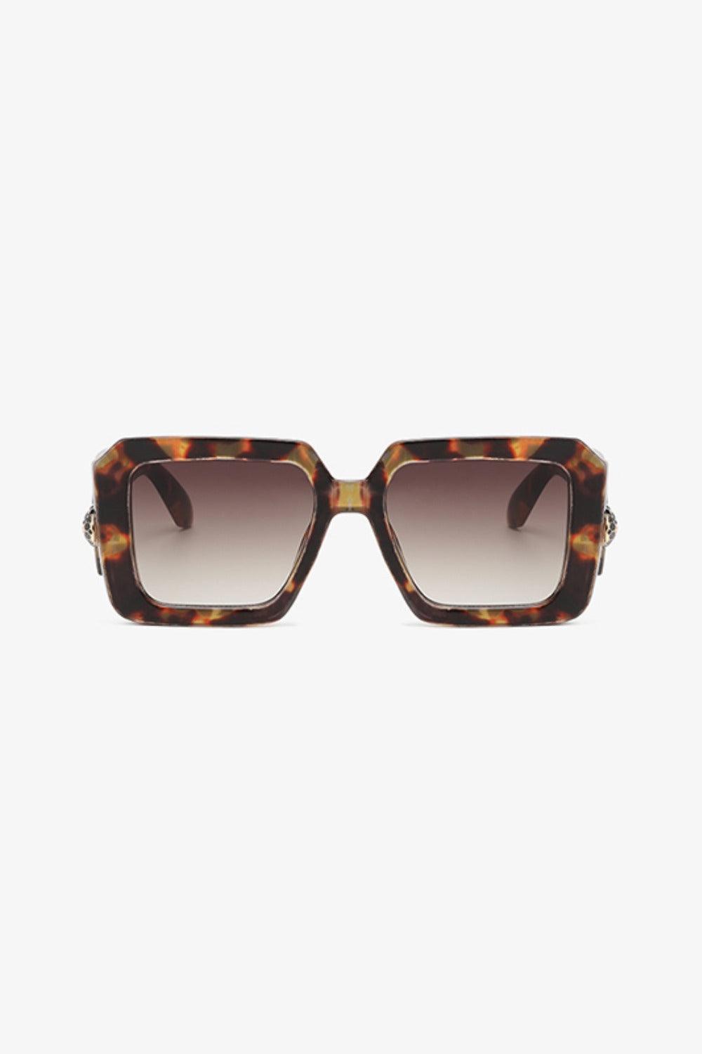 Leopard Sunglasses Polycarbonate Frame Square Eyewear