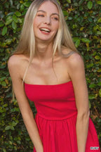 Zenana Combined Knit Tube Top Flare Mini Dress