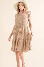 And The Why Dress Boho Printed Tiered Ruffled Taupe Short Sleeve 7d77bcaafc6443f88bfb96eb57e2d818-Max-Origin Trendsi