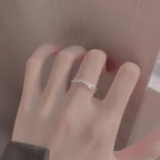 925 Sterling Silver Open Ring with Zircon Accent