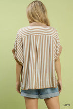 Umgee Womens Blouse Latte Stripe Collared Oversized Buttoned Top 7d8736ce-48fc-4b2c-8b63-e26896907323-Max-Origin Trendsi