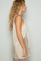 POL Tank Top Lace Up Crochet Lace Beige Sleeveless Blouse 7d944103-e5c7-49ca-8418-2f863748edd2-Max Trendsi