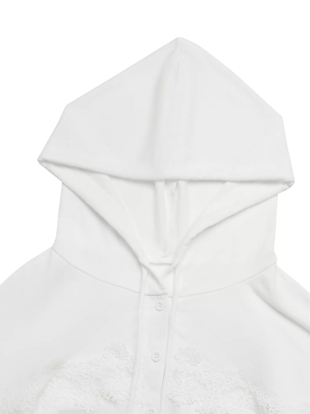 Women's Hoodie White Viscose Lace Detail Long Sleeve Drawstring Hood 7db57eee02644dec93af968eab3c7ae6-Max-Origin Trendsi