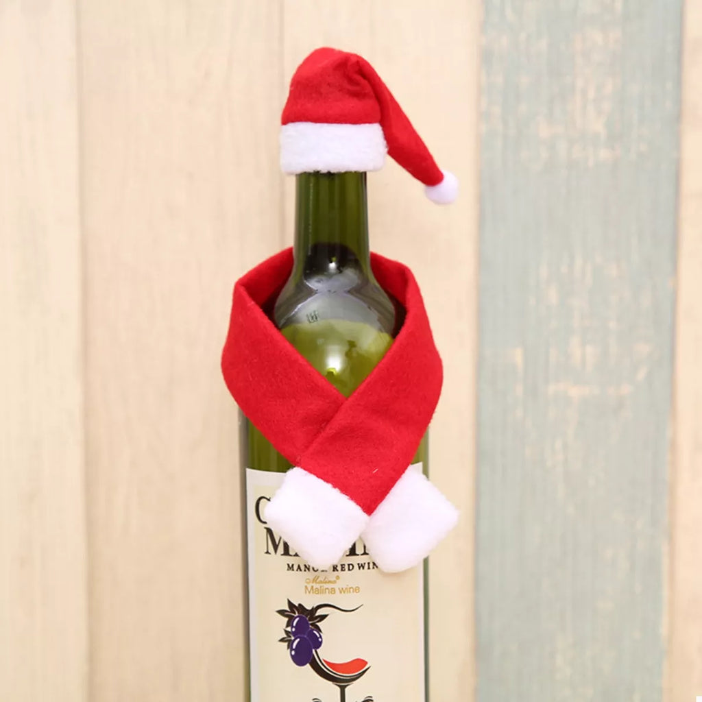 Christmas Wine Bottle Santa Hat & Scarf Decorative Covers 2 Piece 7db93752-e3a8-46a1-963f-abc88824704e-Max-Origin Trendsi