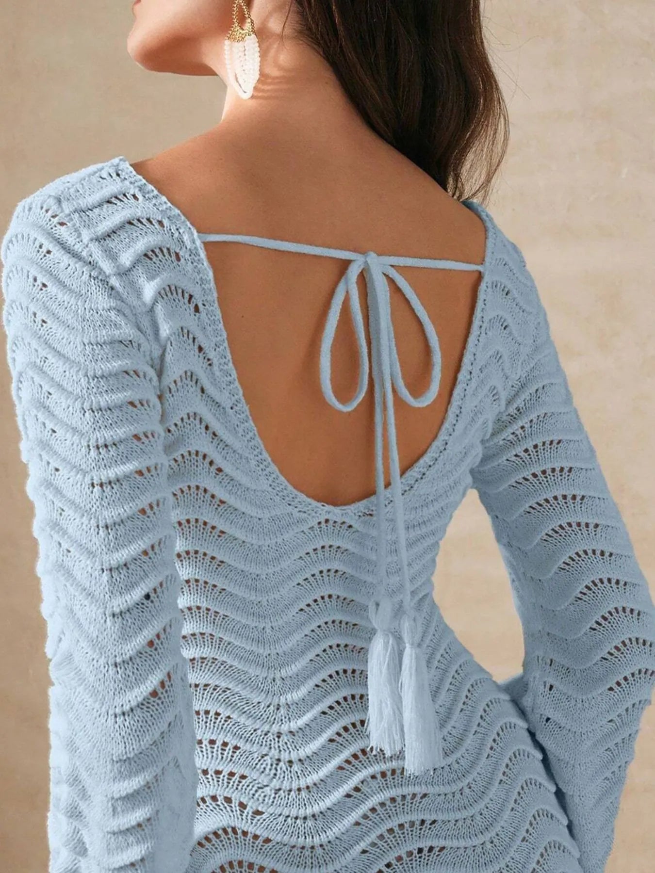 Wave Maxi Knit Dress Openwork Crochet Cutout V Neck Long Sleeve 7dd12a23-5595-47fb-a1fa-6690767fb490-Max-Origin Trendsi