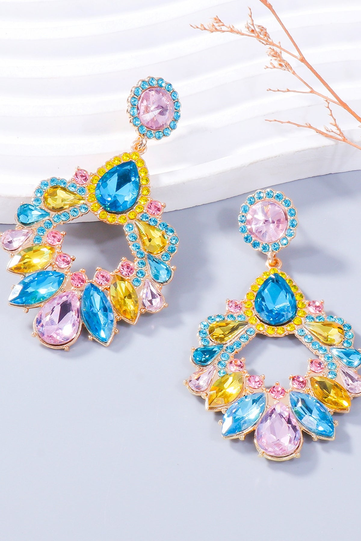 Dangle Earrings Alloy Rhinestone Teardrop Colorful Women Fashion Jewelry 7dd2fa5d-770c-49d5-b4b2-e20377ba56b8-Max Trendsi