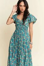Davi & Dani Maxi Dress Lightweight Tiered with Sweetheart Neckline Teal Green 7dd6fe76026a4b7b9e9fc58a3810a560-Max-Origin Trendsi