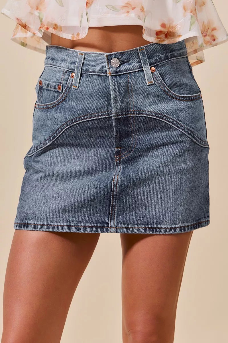 SO ME Denim Mini Skirt Washed with Pockets Casual Skirts DENIM 7e1433bd3e2e4288b3b0abdf8dc2549b-Max-Origin Trendsi